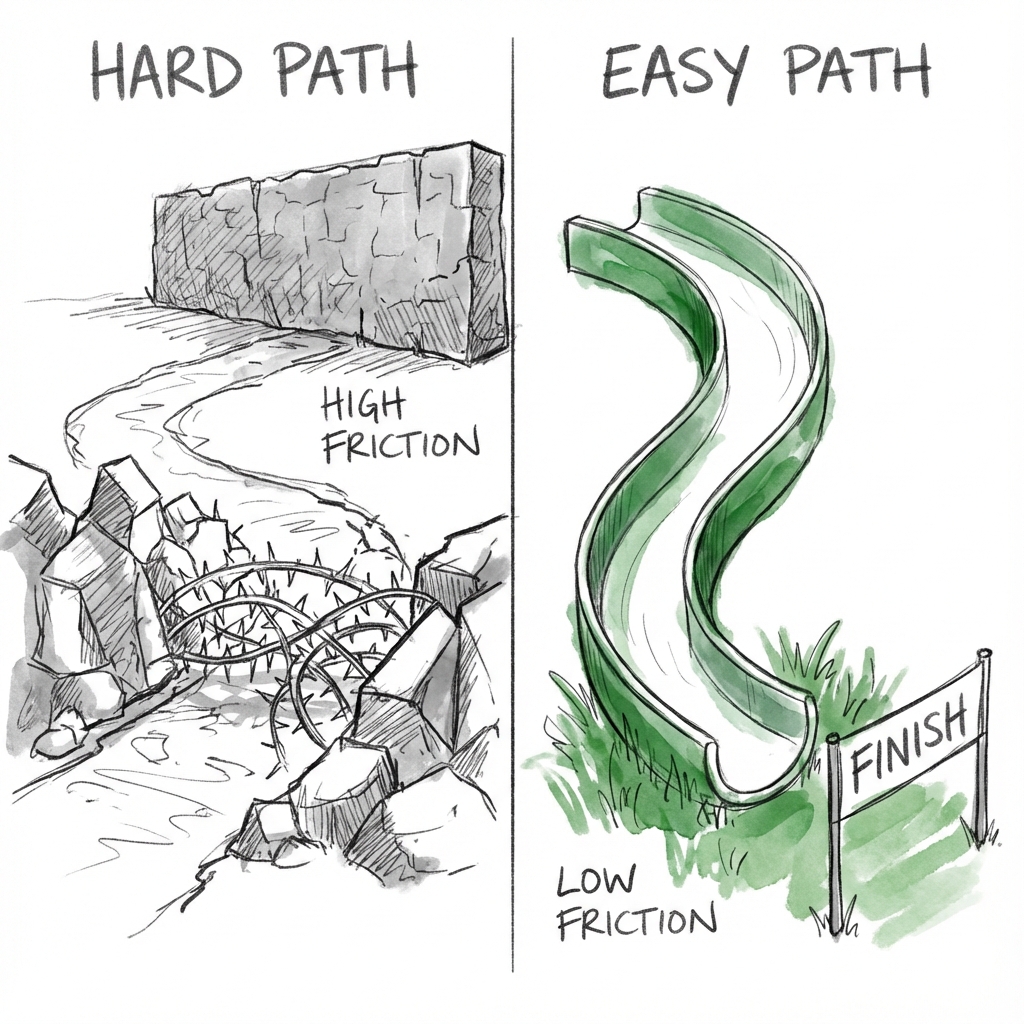 The Path of Least Resistance: choosing the smooth slide of automated habits over the jagged rocks of high friction