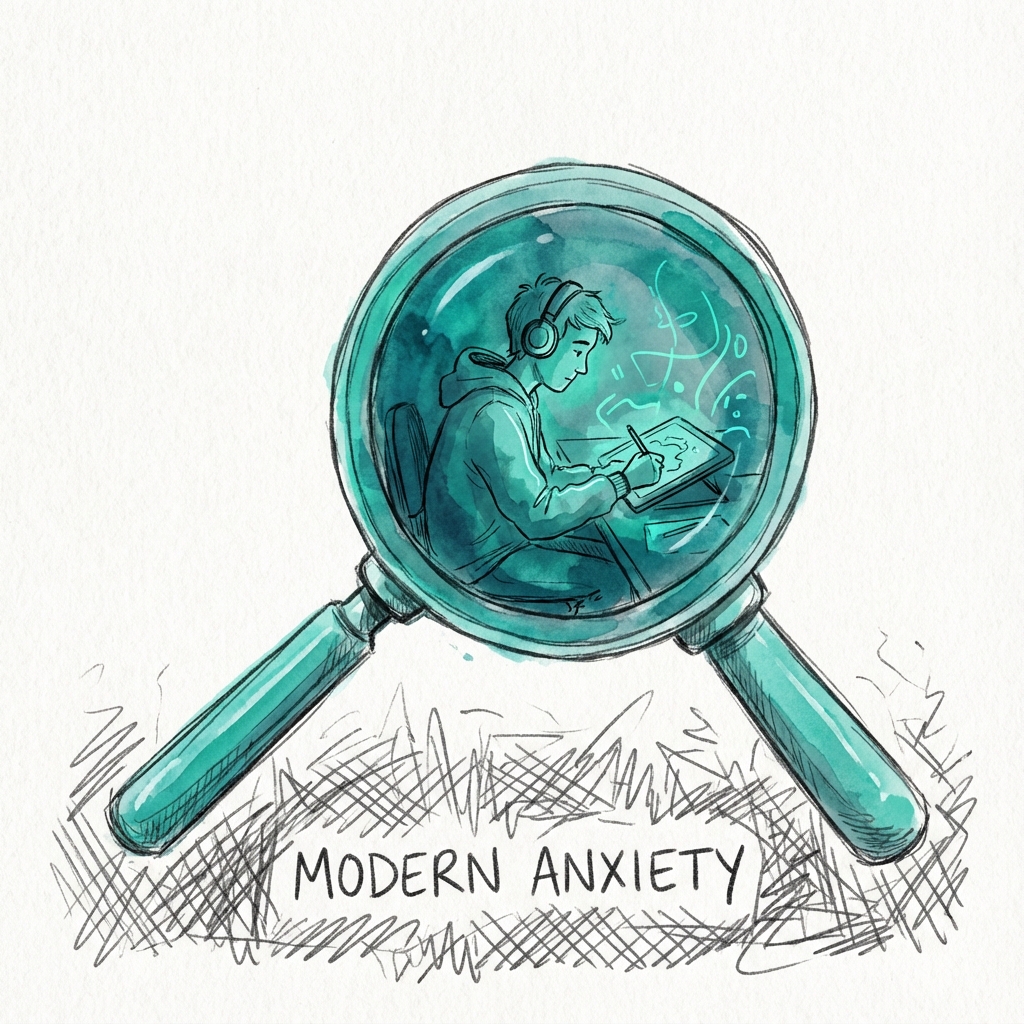 The Attention Lens: focusing on a difficult task transforms a field of anxiety into a vibrant, high-definition reality