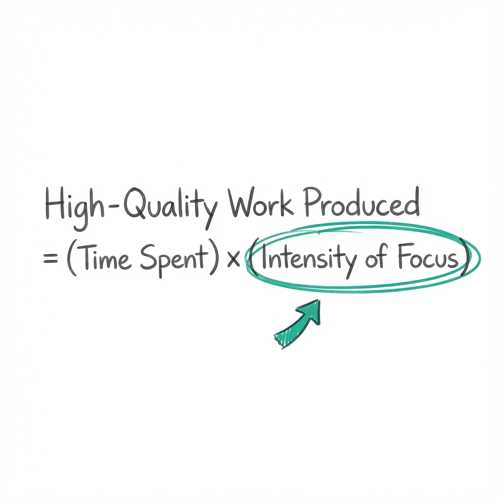 The Deep Work Equation: High-Quality Work Produced equals Time Spent multiplied by Intensity of Focus