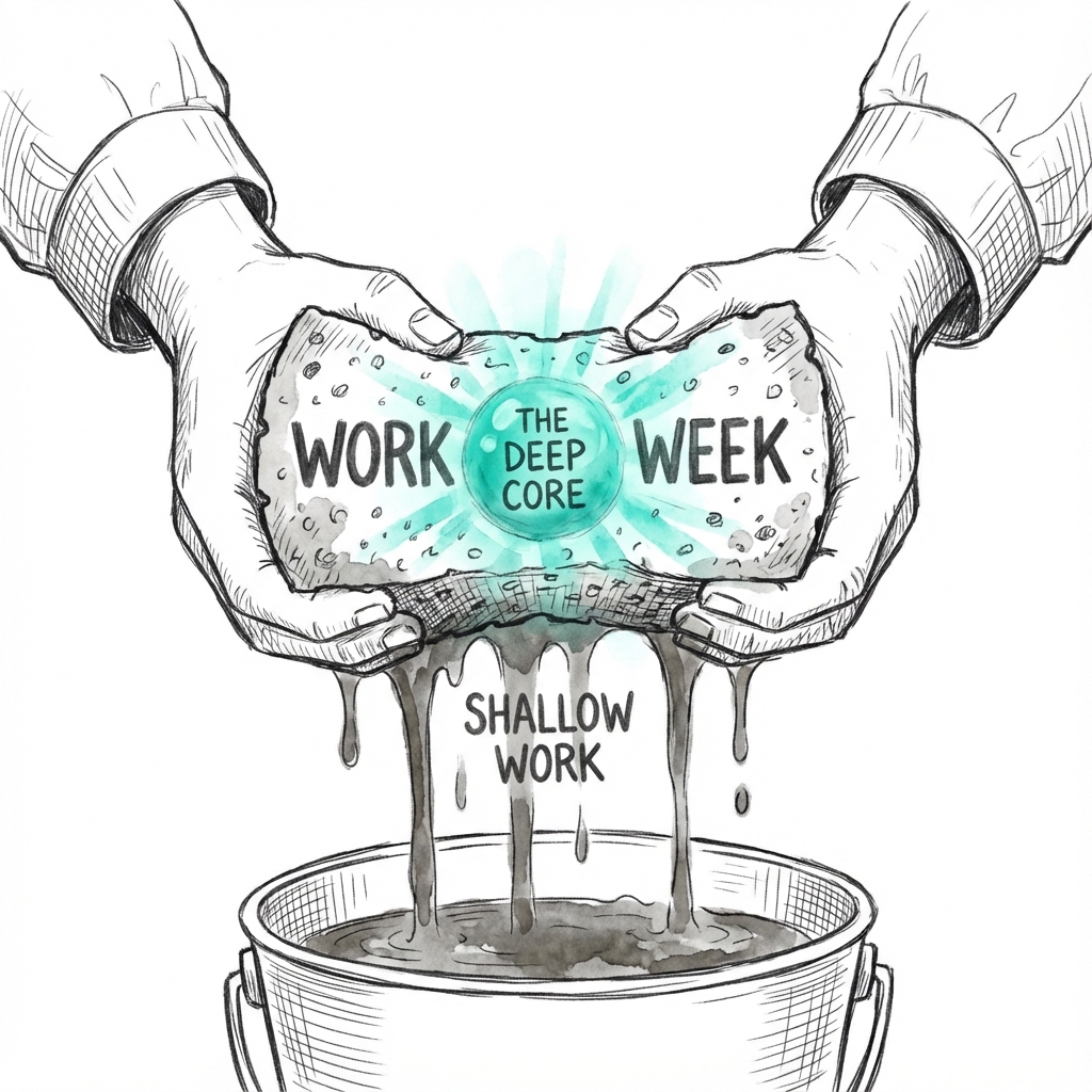 The Time Squeeze: ruthlessly culling shallow busywork to reveal the dense, high-value core of your work week