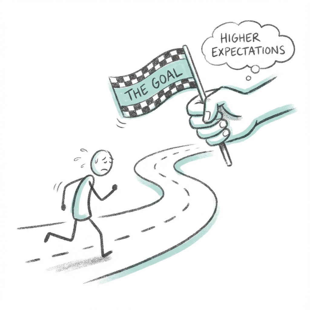 The Moving Goalpost: expectations rise with income, so we never feel like we have enough