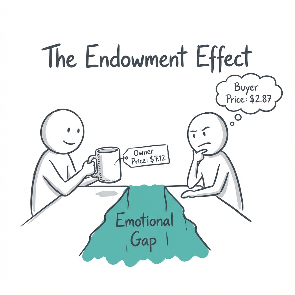The Endowment Effect: the massive value gap between what a buyer is willing to pay and what an owner is willing to accept