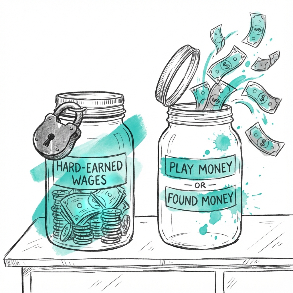 Mental Accounting: how we treat money differently based on its source, stingy with wages but careless with found 'play' money