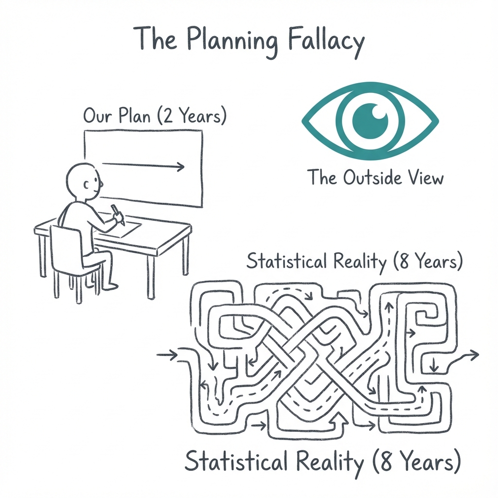 The Outside View: how the Planning Fallacy causes us to ignore statistical reality in favor of an overly optimistic 'Inside View'