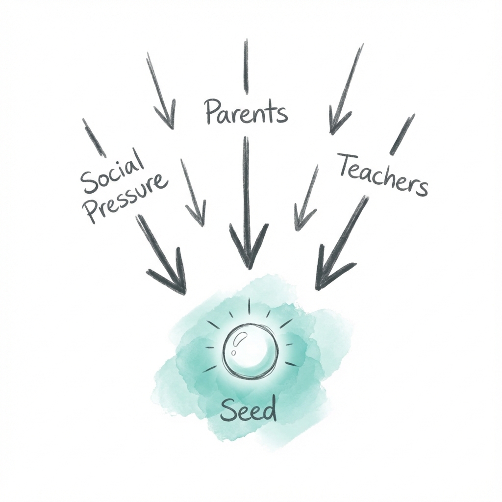 The Counterforce. Social pressure burying your unique inner seed